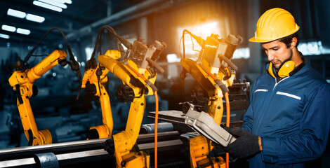 MLB Smart industry robot arms for digital factory production technology showing automation...