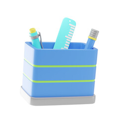pencil holder 3d icon and illustration