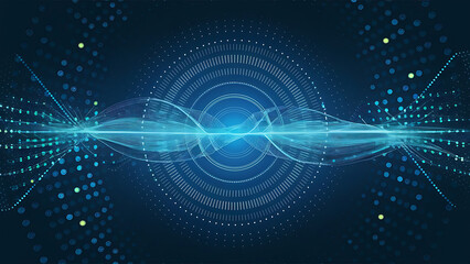 Obraz premium Structured database. Abstract digital wave particle. Digital music background. Sound vibrations. Futuristic dotted wave. Big data analytics. 3D illustration of nano particles in cyberspace