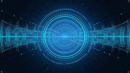 Structured database. Abstract digital wave particle. Digital music background. Sound vibrations. Futuristic dotted wave. Big data analytics. 3D illustration of nano particles in cyberspace
