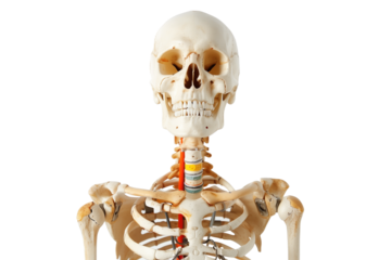 Human skeleton model in anatomy isolated on transparent background
