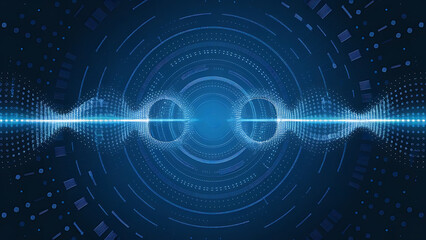 Obraz premium Structured database. Abstract digital wave particle. Digital music background. Sound vibrations. Futuristic dotted wave. Big data analytics. 3D illustration of nano particles in cyberspace