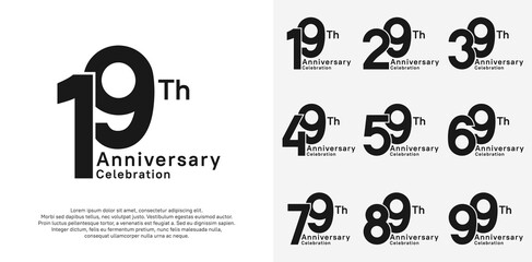 anniversary vector design set with black color for special moment celebration