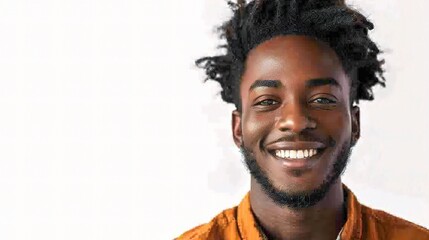 Obraz premium portrait of an isolated employee man smiling brightly, exuding confidence and readiness to be recruited or hired