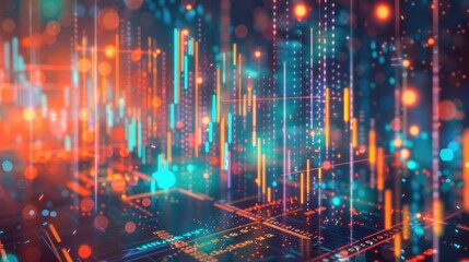 Obraz premium Digital transformation concept, abstract tech elements merging with traditional finance