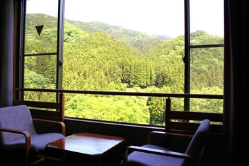 日本　群馬県藤岡市のリゾートホテルから見える風景