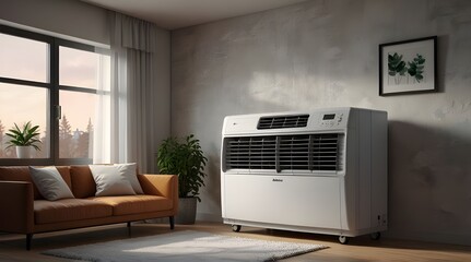 Fototapeta premium Air conditioner with cold and warm wind waves refreshing.generative.ai