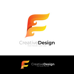 Flame logo with red color, speed icon, 3d colorful