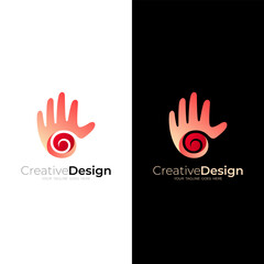 Hand care logo design template, charity icon, red color