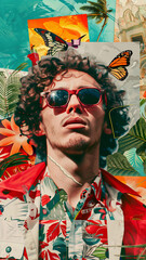 Tropical Adventure Fashion Collage with Butterfly Elements