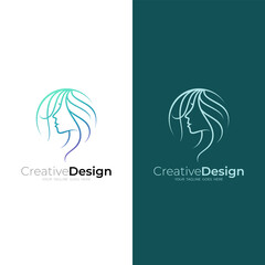 Women's beauty logo with line style and logo ready to use