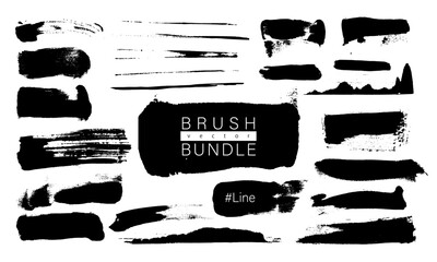 墨と筆で描いた手書きの和風質感ストローク barush bandle#2