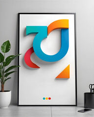 Mockup poster diseño 3d formas y puntos de colores 