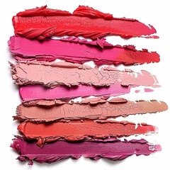 Vibrant Lipstick Swatches Showing Various Shades isolated on white