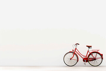 Fototapeta premium A red bicycle is parked in front of a white wall