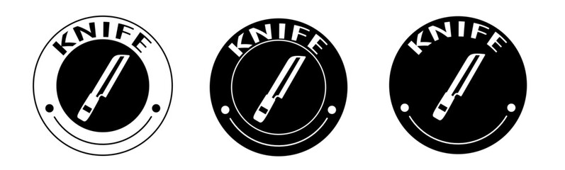 Black and white illustration of knife icon in flat. Stock vector.