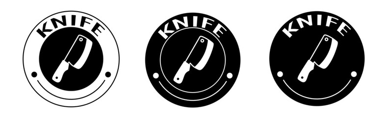 Black and white illustration of knife icon in flat. Stock vector.