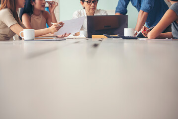 Business strategy team report chart, graph, infographic data analyze financial report plan. Hands...