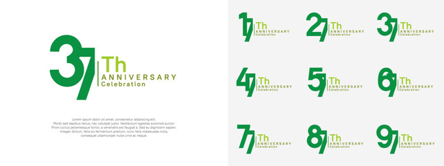 anniversary vector design set green color for celebration day