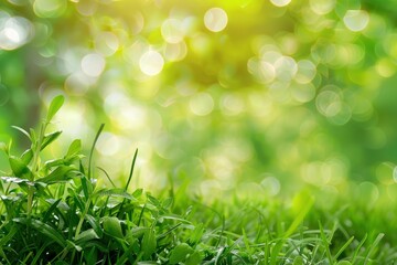 Nature green grass with bokeh background - Generative Ai