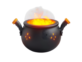 A cauldron isolated on a transparent background cut out. 
