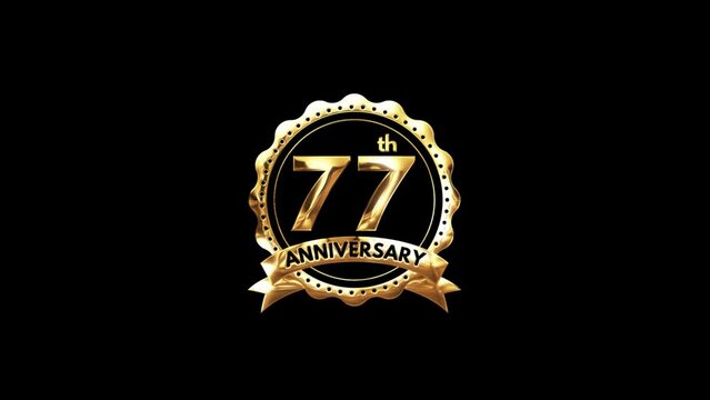 77th Anniversary luxury Gold Animation. Greeting for the 77th Anniversary. Luxurious Animation Celebrating 77 Years of Excellence