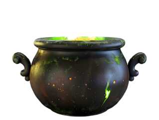 A cauldron isolated on a transparent background cut out. 