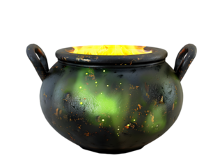 A cauldron isolated on a transparent background cut out. 