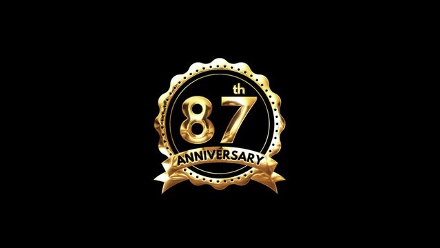 87th Anniversary luxury Gold Animation. Greeting for the 87th Anniversary. Luxurious Animation Celebrating 87 Years of Excellence