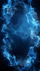 Obraz premium A border line of blue fire against a dark black background. 