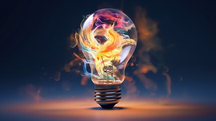 Unique Creative idea concept with light bulb made out of paint