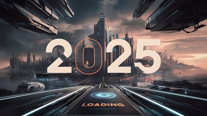 Happy new year 2025 gaming loading screen.New concept . Modern day concept.