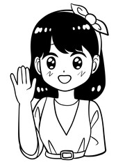 Anime girl in say hi pose