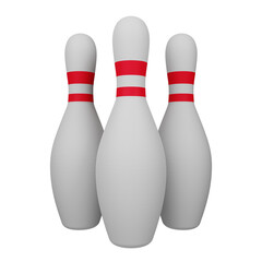 bowling pins 3d icon isolated on the transparent background