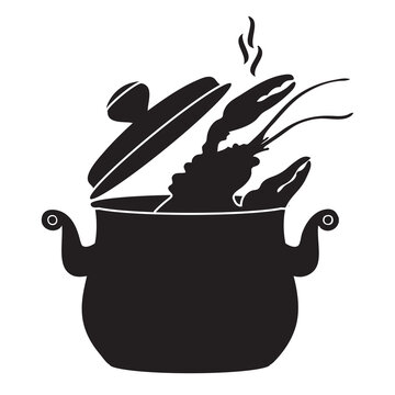 black pot cooking crawfish clip art preview