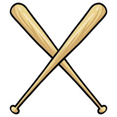 Baseball Bat Crossed Wooden Bats Illustration