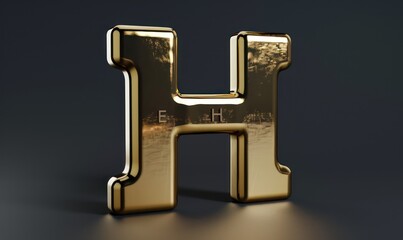 h capital letter in metallic gold on a dark background