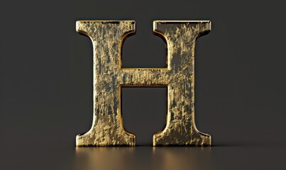 h capital letter in metallic gold on a dark background