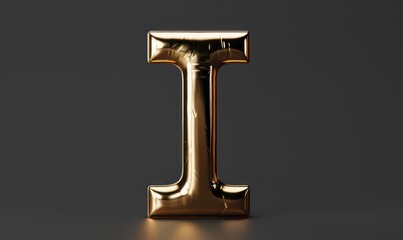 i capital letter in metallic gold on a black flat background

