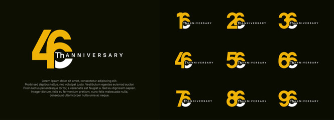 anniversary logotype vector set, yellow and white color for celebration purpose