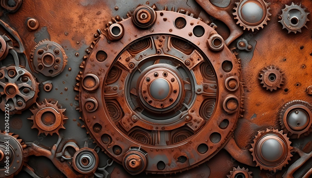 Wall mural steampunk gears and machinery artwork