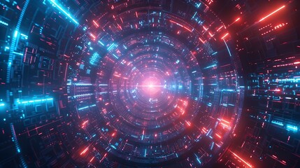 Immersive Cyber Vortex:Captivating Digital Realm of Radiant Energy and Interconnected Technology