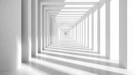 Infinite Geometric Passage in Minimalist Monochrome Architectural Landscape