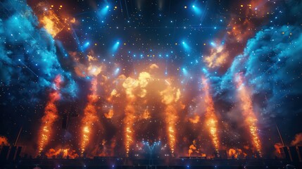 concert stage background with amazing light effects