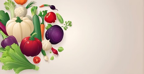 isolated on soft background with copy space Vegetables concept, illustration