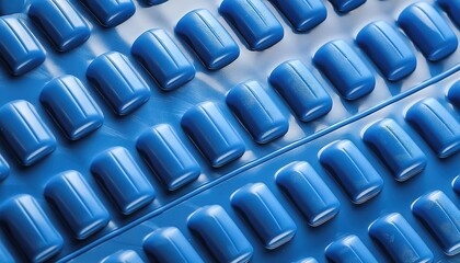 Fototapeta premium Blue Pharmaceutical Capsules in Blister Packs