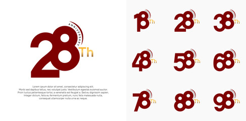 anniversary logotype vector set, red and gold color can be use for special day celebration