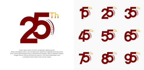 anniversary logotype vector set, red and gold color can be use for special day celebration