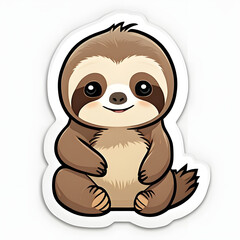 cute baby sloths. Lazy wild animal lies on branch, climbs trees or eats green leaves. Design elements for stickers, social networks. Cartoon flat vector collection isolated on white background