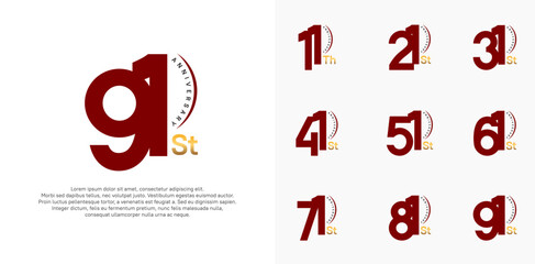 anniversary logotype vector set, red and gold color can be use for special day celebration